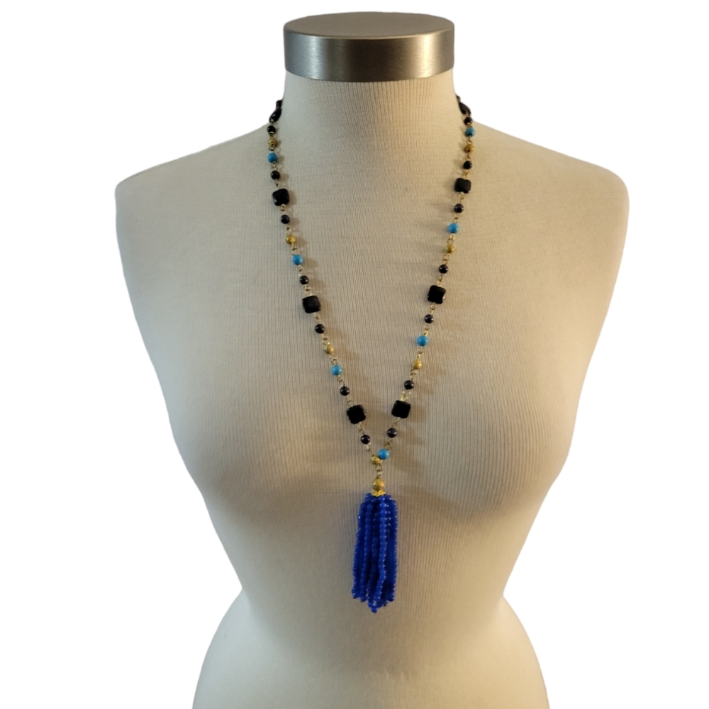 Hand Crafted Beaded Necklace w Tassel